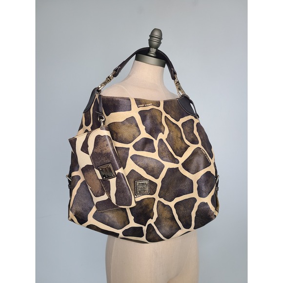 Dooney & Bourke Handbags - Dooney & Bourke Giraffe Print Leather Hobo Shoulder Purse Wallet Set Y2K